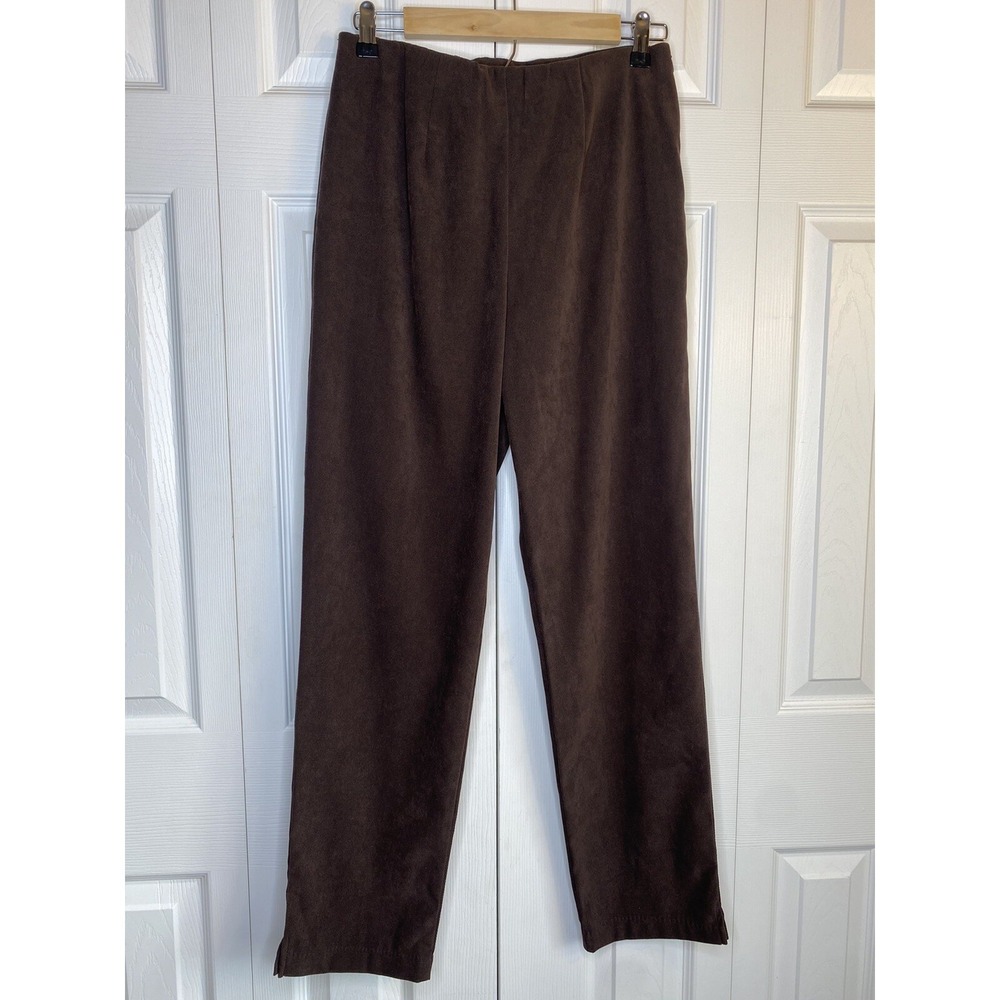 Corduroy Pants Jaclyn Smith Front Pleated Side Zip Brown Straight Leg Vintage 8